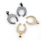 Crescent Moon Charms, CZ Micro Pave Double Horn, Gold