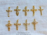 Medium CZ Cross Gold Cubic Zirconia Cross Gold Plated CZ Cross for Chain Loop for Bracelet Necklace Bracelet AG 198