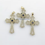 Large CZ Cross Pendant, CZ Micro Paved Silver, Gold Colorful Coptic Cross for Necklaces