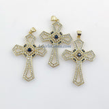 Large Cross Pendant, CZ Micro Paved Charms, Black Pave or Clear CZ