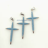 CZ Pave Gold Cross Charms, Silver Blue Turquoise Charms #448, Black Pave Cross for Necklace