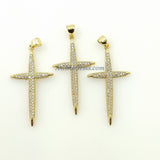 CZ Pave Gold Cross Charms, Silver Blue Turquoise Charms #448, Black Pave Cross for Necklace