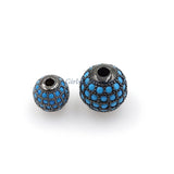 CZ Micro Pave Turquoise Pave Round Balls, 24 k Gold Plated 6 mm/8 mm/10 mm Stone Beads Blue Zircons Bracelet Crystal Focal Necklace Beads