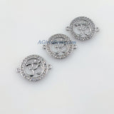 CZ Micro Pave Omh Bracelet Connectors, Buddhist Yoga charms # 438, Hindus Aum pendants for Malas