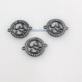 CZ Micro Pave Omh Bracelet Connectors, Buddhist Yoga charms # 438, Hindus Aum pendants for Malas