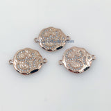 CZ Pave Om Connectors, Buddhist Ohm Yoga charms #436, 18 K Rose Gold Plated Ohm