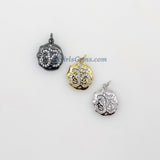 CZ Micro Pave Om Charms, Buddhist Ohm Yoga charm, 18 K Rose/Silver/Gold/Black Plated Mala Ohm and Hindus Aum Pendants