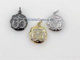 CZ Micro Pave Om Charms, Buddhist Ohm Yoga charm, 18 K Rose/Silver/Gold/Black Plated Mala Ohm and Hindus Aum Pendants