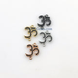CZ Micro Pave Om Connectors, Buddhist Ohm Yogis Links, Rose/Gold/Silver/Black Paved Ohms