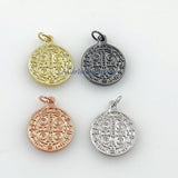 St. Benedict Medal Connectors, 3 Pcs Cross Rosary Centers, 18 K Gold Plated Cross Links; 15 x 21 mm