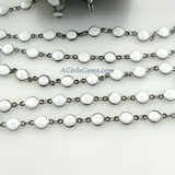 White Rosary Chain, Bezel Chain By The Yard CH #237, 4 or 6 mm