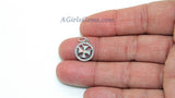Tiny Opal Cross Charm, CZ Micro Paved Maltese Cross #386, Round Disc Fireman Charm in Cubic Zirconia