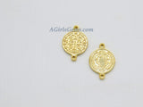 St. Benedict Medal Connectors, 3 Pcs Cross Rosary Centers, 18 K Gold Plated Cross Links; 15 x 21 mm