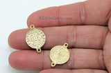 St. Benedict Medal Connectors, 3 Pcs Cross Rosary Centers, 18 K Gold Plated Cross Links; 15 x 21 mm