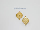 St. Benedict Medal Connectors, 3 Pcs Cross Rosary Centers, 18 K Gold Plated Cross Links; 15 x 21 mm