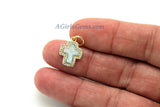 Cross Charm, CZ Micro Pave Gold Opal Cross Beads, AG 394