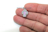 Cross Charm, CZ Micro Pave Gold Opal Religious Cross Beads, AG 394