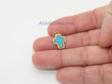 Cross Charm, CZ Micro Pave Gold Opal Religious Cross Beads, AG 394