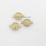 CZ Micro Pave Gold Cross Connector, 11 x 16 mm Cubic Zirconia Links #491, Silver Connectors