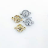 CZ Micro Pave Gold Cross Connector, 11 x 16 mm Cubic Zirconia Links #491, Silver Connectors