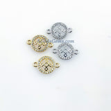 CZ Micro Pave Gold Cross Connector, 11 x 16 mm Cubic Zirconia Links # 491, Silver Connectors