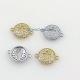 CZ Micro Pave Gold Cross Connector, 11 x 16 mm Cubic Zirconia Links # 491, Silver Connectors