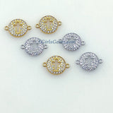 CZ Micro Pave Gold Cross Connector, 11 x 16 mm Cubic Zirconia Links # 491, Silver Connectors