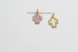 Cross Charm, CZ Micro Pave Gold Opal Cross Beads, AG 394