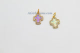 Cross Charm, CZ Micro Pave Gold Opal Religious Cross Beads, AG 394