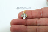 Cross Charm, CZ Pave Gold or Silver Opal Cross Pendants #418, Fire Opal Catholic Charms for Necklace Jewelry Making