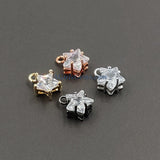 Star Charms CZ Solitaire - 3 Pcs - Tiny Star Dangles, 8 x 10 mm Cubic Zircons, Black/Silver/Rose/Gold Pave Crystal Earring Findings/Choker