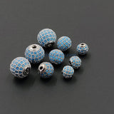 CZ Micro Pave Turquoise Pave Round Balls, Silver Rhodium Plated 8 mm #2677, 10 mm Stone Beads Blue Zircons Crystal Focal Beads