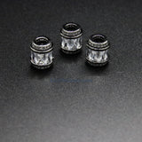 Rose Gold Tube Beads, Silver CZ Micro Large Hole Beads, 10 x 12 mm Gold Drum #454