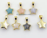 Gemstone Star Charms, Mini Gold Pendants # 426, Amethyst