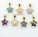Gemstone Star Charms, Mini Gold Pendants # 426, Amethyst