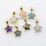 Gemstone Star Charms, Mini Gold Pendants # 426, Amethyst