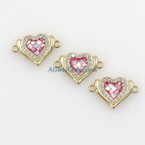 CZ Micro Pave Heart Connectors, Round White Pink Shell Love Charm Beads, 18 K Gold Plated Sacred Charms Link for Bracelets/Rosary Necklaces