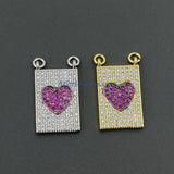 CZ Pave Blue Cross Scapular, Gold Pink Style Rectangle Charms, AG 447