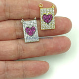 CZ Pave Blue Cross Scapular, Gold Pink Style Rectangle Charms, AG 447