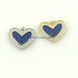 CZ Micro Pave Blue Turquoise Heart Charms, Pink Scapular Hearts in Silver, AG 447