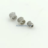 CZ Micro Pave Bail Bead, Gold Silver Round Connector Tube Charm Pendant Holders, 7 x 8 mm Big Large Hole 1 Loop