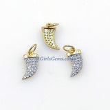 CZ Micro Pave Horn, Angel Wings, Stars Tiny Charms Starburst Pendant