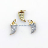 CZ Micro Pave Angel Wings, Star, Horn Tiny Charms Starburst Pendant # 441