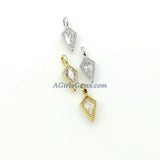 CZ Micro Pave Arrowhead Charm, Genuine Zircon Gold, Silver Dagger Spike Point - Gold