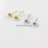 4 mm Round Ball Earrings 20 pcs, Rose, Gold