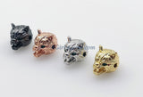 CZ Micro Pave Wolf Head Bead Spacers, Men's Animal Charm Beads, Black/Silver/Gold/Rose