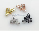 CZ Micro Pave Bumble Bee Charms, Baby Bee Charms for Necklaces, 18 K Gold/Rose/Black/Silver Bee