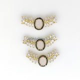 CZ Micro Pave Curved Bar Connectors, Chevron Fishtail Links for Necklace, Lariat Drop, Earrings DIY Jewelry, Gold/Black Leaf Linking Charms