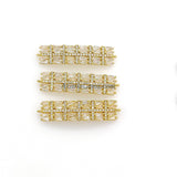 CZ Micro Pave Bar Connectors, Gold Plated Bracelet Links, Weave Filigree Baguettes