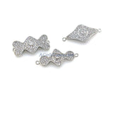 CZ Micro Pave Curved Bracelet Connectors, Silver Rhodium Plated Evil Eye #76, Linking Charms for Dainty/ Chains